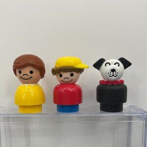 Fisher Price Chunky Little People Figures Set Of 3 Girl Boy Dog Family